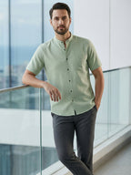 BULL FIRE Half Sleeve Chinese Collar Cotton Regular Fit Shirt For Men