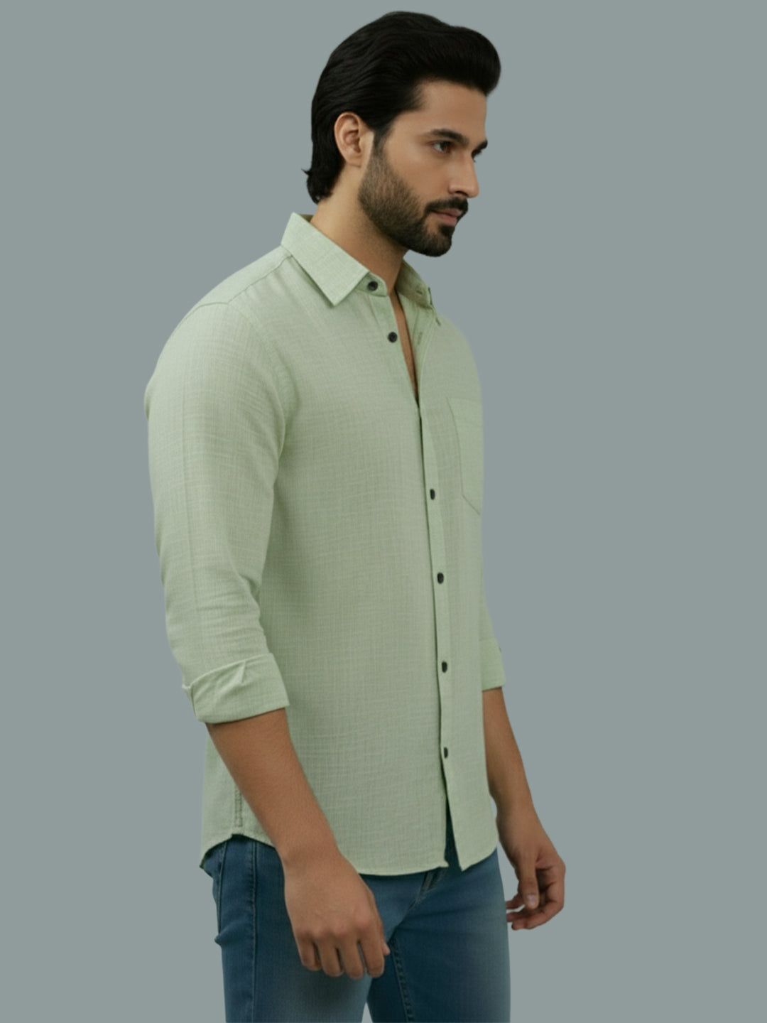 BULL FIRE Spread Collar Full Sleeve Cotton Regular Fit  Shirt for Men
