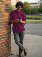 BULL FIRE Zipper Style Pure Cotton Full Sleeve Short Kurta