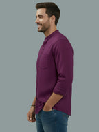 BULL FIRE Chinese Collar Full Sleeve Cotton Regular Fit Shirt For Men
