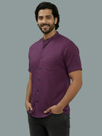 BULL FIRE Half Sleeve Chinese Collar Cotton Regular Fit Shirt For Men