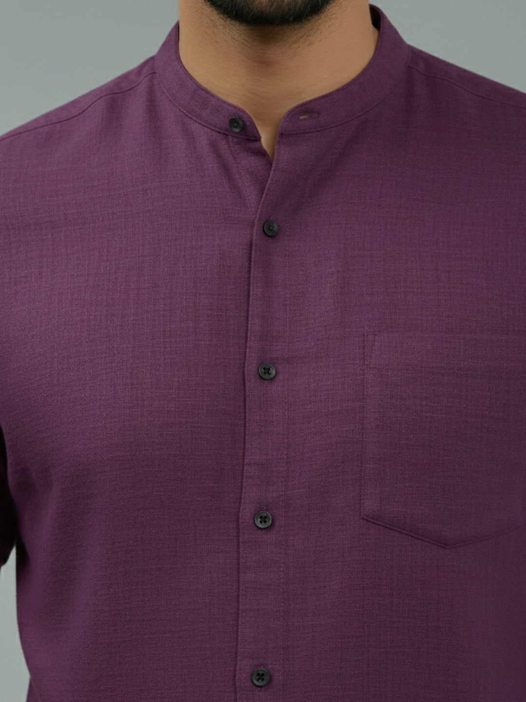 BULL FIRE Half Sleeve Chinese Collar Cotton Regular Fit Shirt For Men