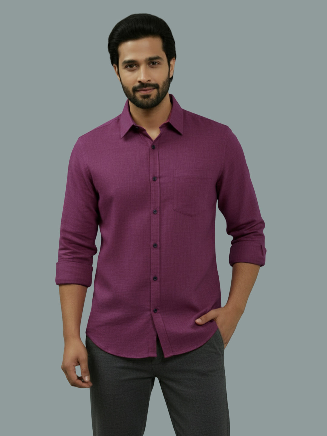 BULL FIRE Spread Collar Full Sleeve Cotton Regular Fit  Shirt for Men