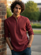 BULL FIRE Zipper Style Pure Cotton Full Sleeve Short Kurta
