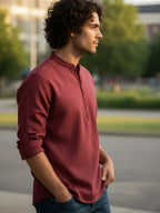 BULL FIRE Zipper Style Pure Cotton Full Sleeve Short Kurta