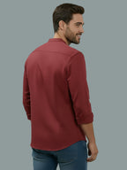 BULL FIRE Chinese Collar Full Sleeve Cotton Regular Fit Shirt For Men
