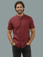BULL FIRE Half Sleeve Chinese Collar Cotton Regular Fit Shirt For Men