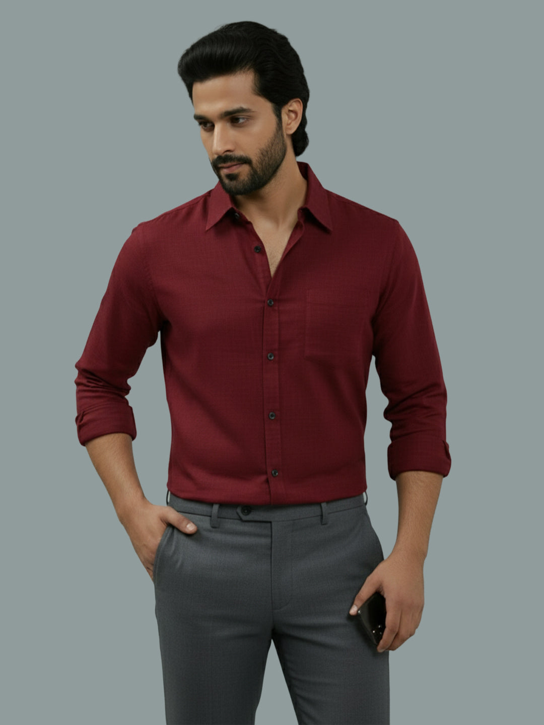 BULL FIRE Spread Collar Full Sleeve Cotton Regular Fit  Shirt for Men