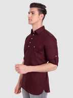 BULL FIRE Men Full Sleeve Roll Up Sleeve Style Spread Collar Pure Cotton Kurta