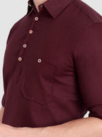 BULL FIRE Men Full Sleeve Roll Up Sleeve Style Spread Collar Pure Cotton Kurta