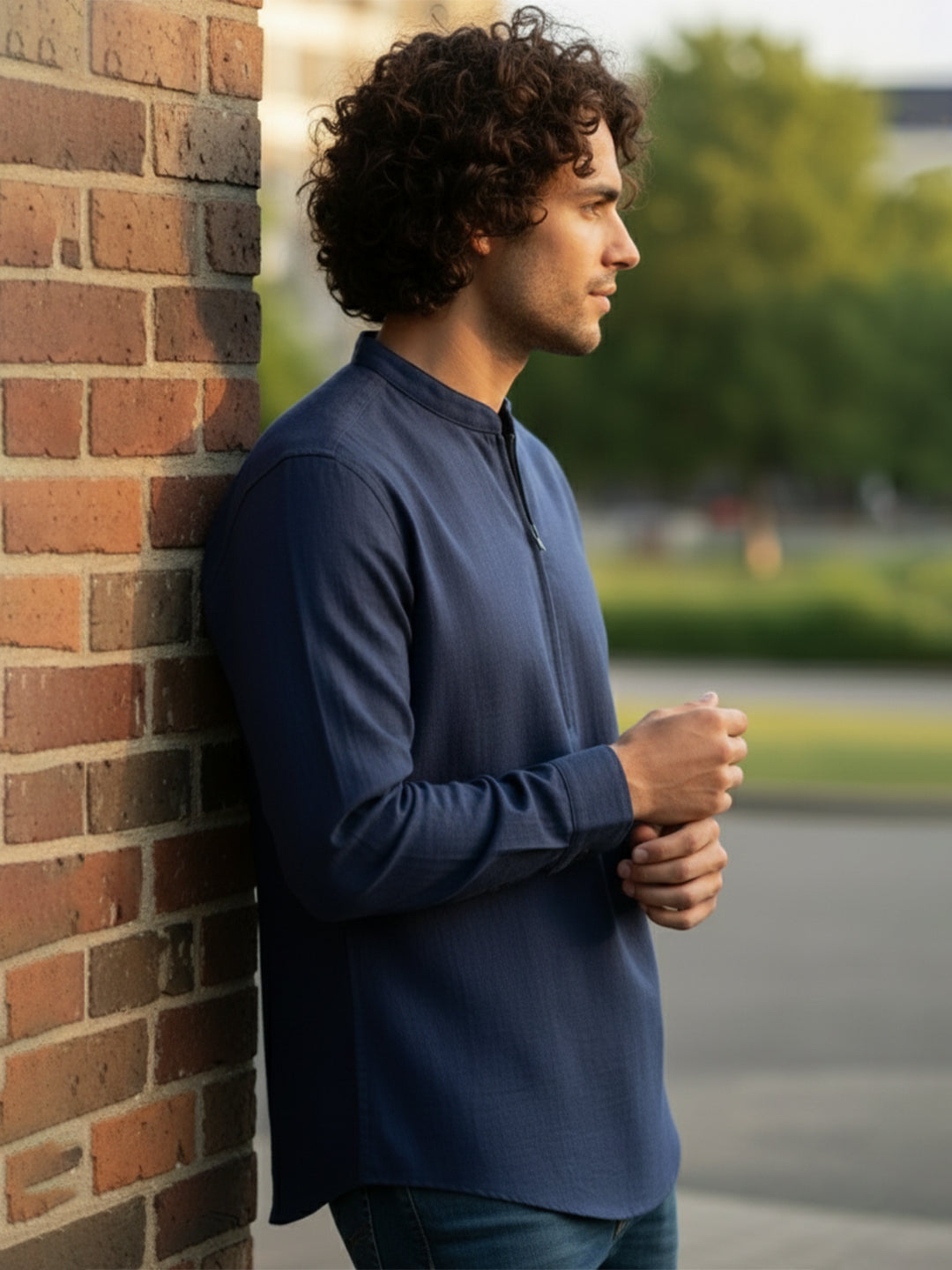 BULL FIRE Zipper Style Pure Cotton Full Sleeve Short Kurta