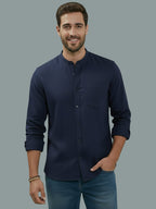BULL FIRE Chinese Collar Full Sleeve Cotton Regular Fit Shirt For Men