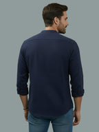 BULL FIRE Chinese Collar Full Sleeve Cotton Regular Fit Shirt For Men