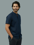 BULL FIRE Half Sleeve Chinese Collar Cotton Regular Fit Shirt For Men