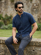 BULL FIRE Half Sleeve Chinese Collar Cotton Regular Fit Shirt For Men