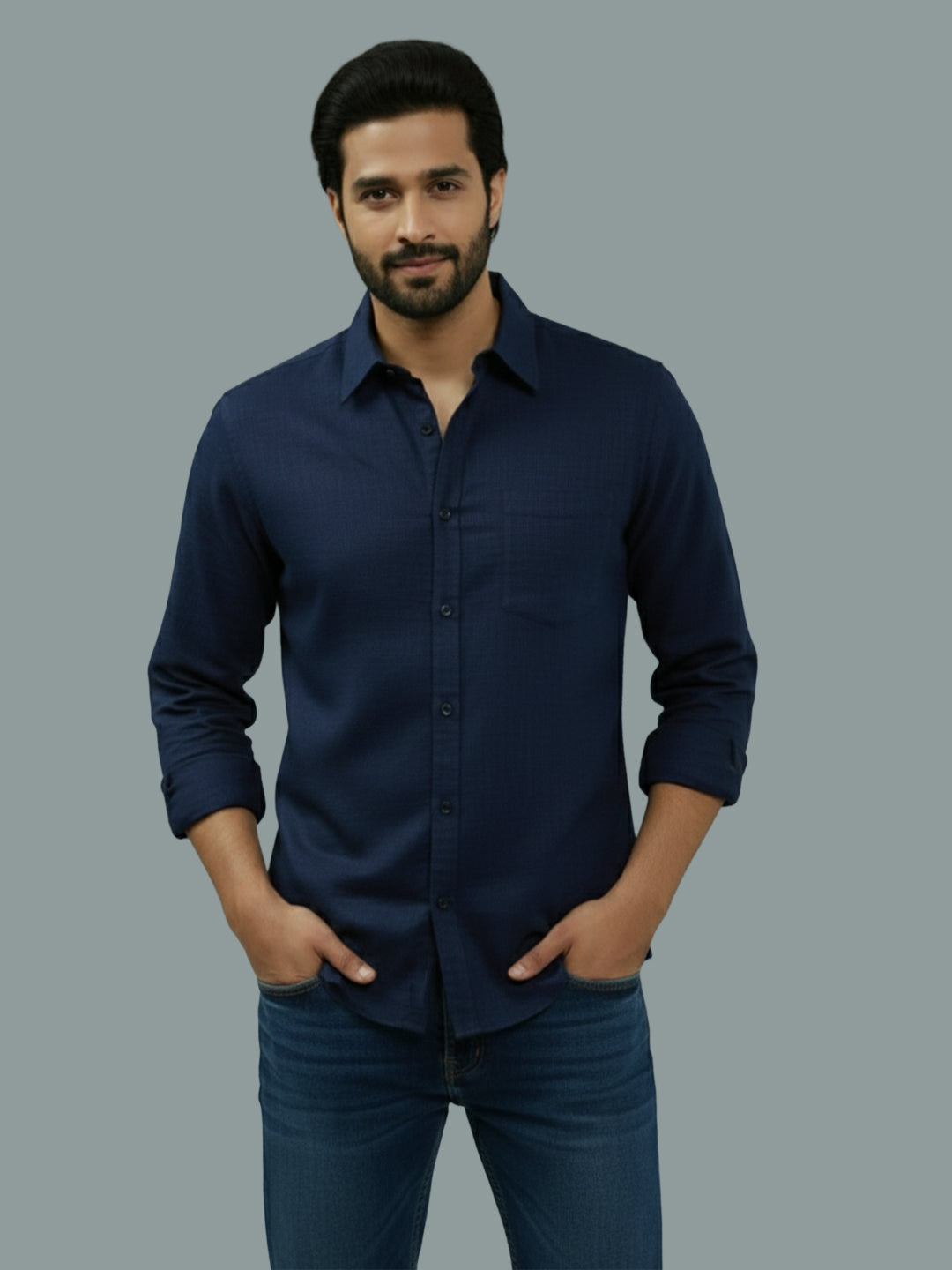 BULL FIRE Spread Collar Full Sleeve Cotton Regular Fit  Shirt for Men