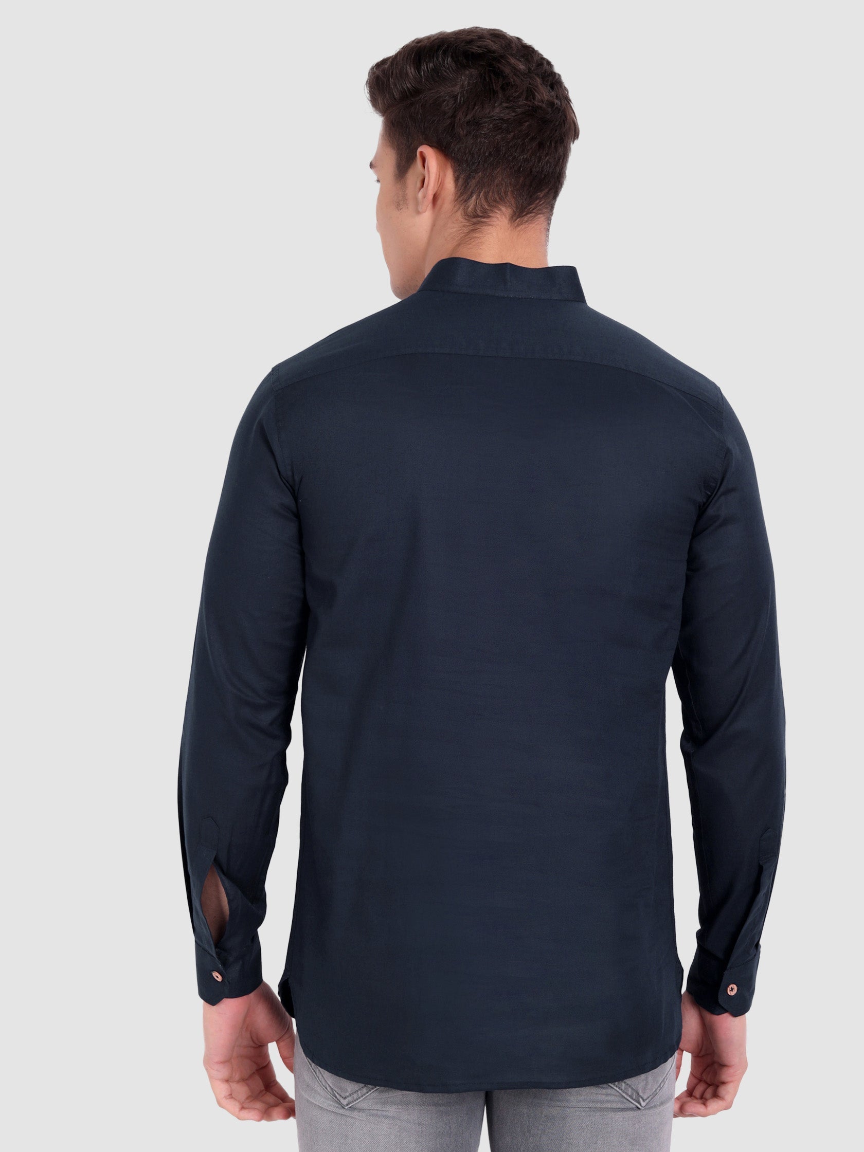 BULL FIRE Men Full Sleeve Roll Up Style Chinese Collar Cotton Kurta