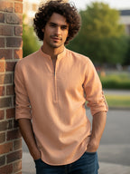 BULL FIRE Zipper Style Pure Cotton Full Sleeve Short Kurta