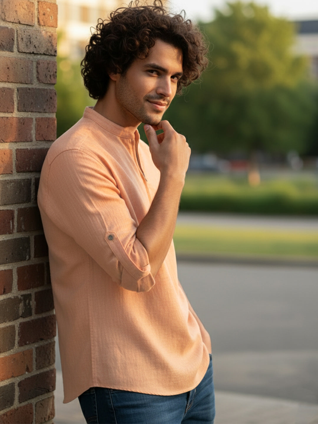 BULL FIRE Zipper Style Pure Cotton Full Sleeve Short Kurta