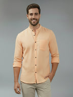 BULL FIRE Chinese Collar Full Sleeve Cotton Regular Fit Shirt For Men