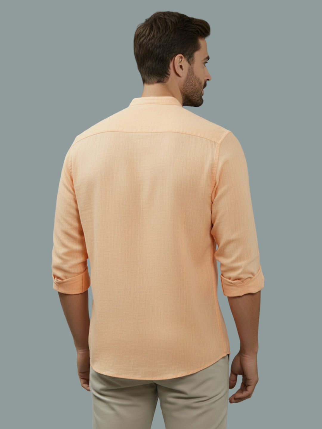 BULL FIRE Chinese Collar Full Sleeve Cotton Regular Fit Shirt For Men