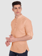BULL FIRE Men Full Sleeve Roll Up Style Chinese Collar Cotton Kurta