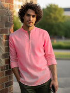 BULL FIRE Zipper Style Pure Cotton Full Sleeve Short Kurta