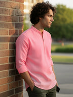 BULL FIRE Zipper Style Pure Cotton Full Sleeve Short Kurta
