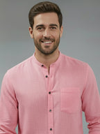 BULL FIRE Chinese Collar Full Sleeve Cotton Regular Fit Shirt For Men