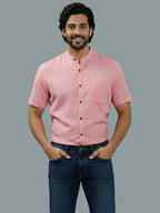 BULL FIRE Half Sleeve Chinese Collar Cotton Regular Fit Shirt For Men