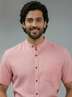 BULL FIRE Half Sleeve Chinese Collar Cotton Regular Fit Shirt For Men
