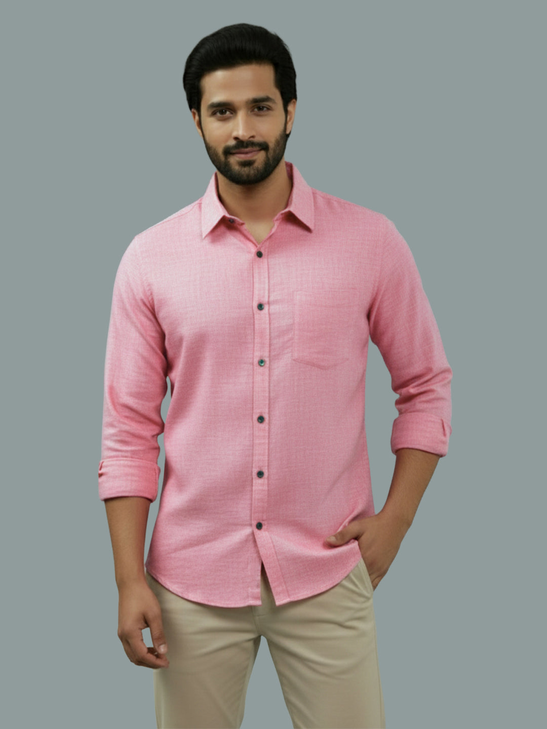 BULL FIRE Spread Collar Full Sleeve Cotton Regular Fit  Shirt for Men