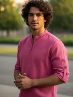 BULL FIRE Zipper Style Pure Cotton Full Sleeve Short Kurta