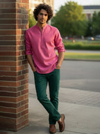 BULL FIRE Zipper Style Pure Cotton Full Sleeve Short Kurta