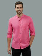 BULL FIRE Chinese Collar Full Sleeve Cotton Regular Fit Shirt For Men