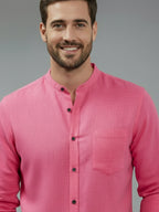 BULL FIRE Chinese Collar Full Sleeve Cotton Regular Fit Shirt For Men