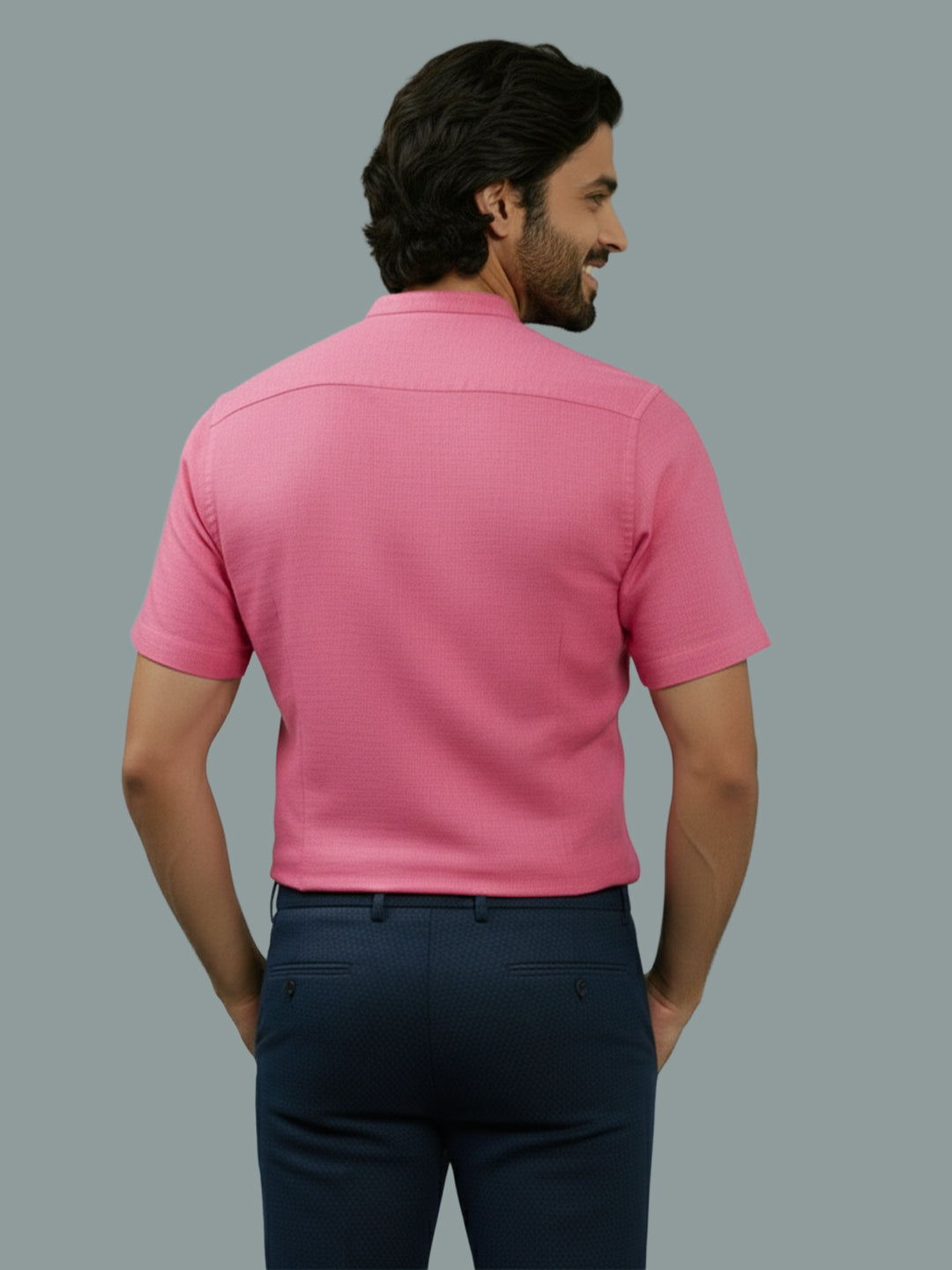 BULL FIRE Half Sleeve Chinese Collar Cotton Regular Fit Shirt For Men