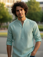 BULL FIRE Zipper Style Pure Cotton Full Sleeve Short Kurta