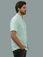 BULL FIRE Half Sleeve Chinese Collar Cotton Regular Fit Shirt For Men
