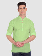BULL FIRE Men Full Sleeve Roll Up Style Chinese Collar Cotton Kurta