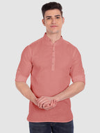 BULL FIRE Men Full Sleeve Roll Up Style Chinese Collar Cotton Kurta