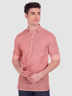 BULL FIRE Men Full Sleeve Roll Up Sleeve Style Spread Collar Pure Cotton Kurta