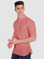 BULL FIRE Men Full Sleeve Roll Up Style Chinese Collar Cotton Kurta