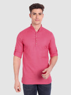 BULL FIRE Men Full Sleeve Roll Up Style Chinese Collar Cotton Kurta