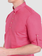 BULL FIRE Men Full Sleeve Roll Up Style Chinese Collar Cotton Kurta