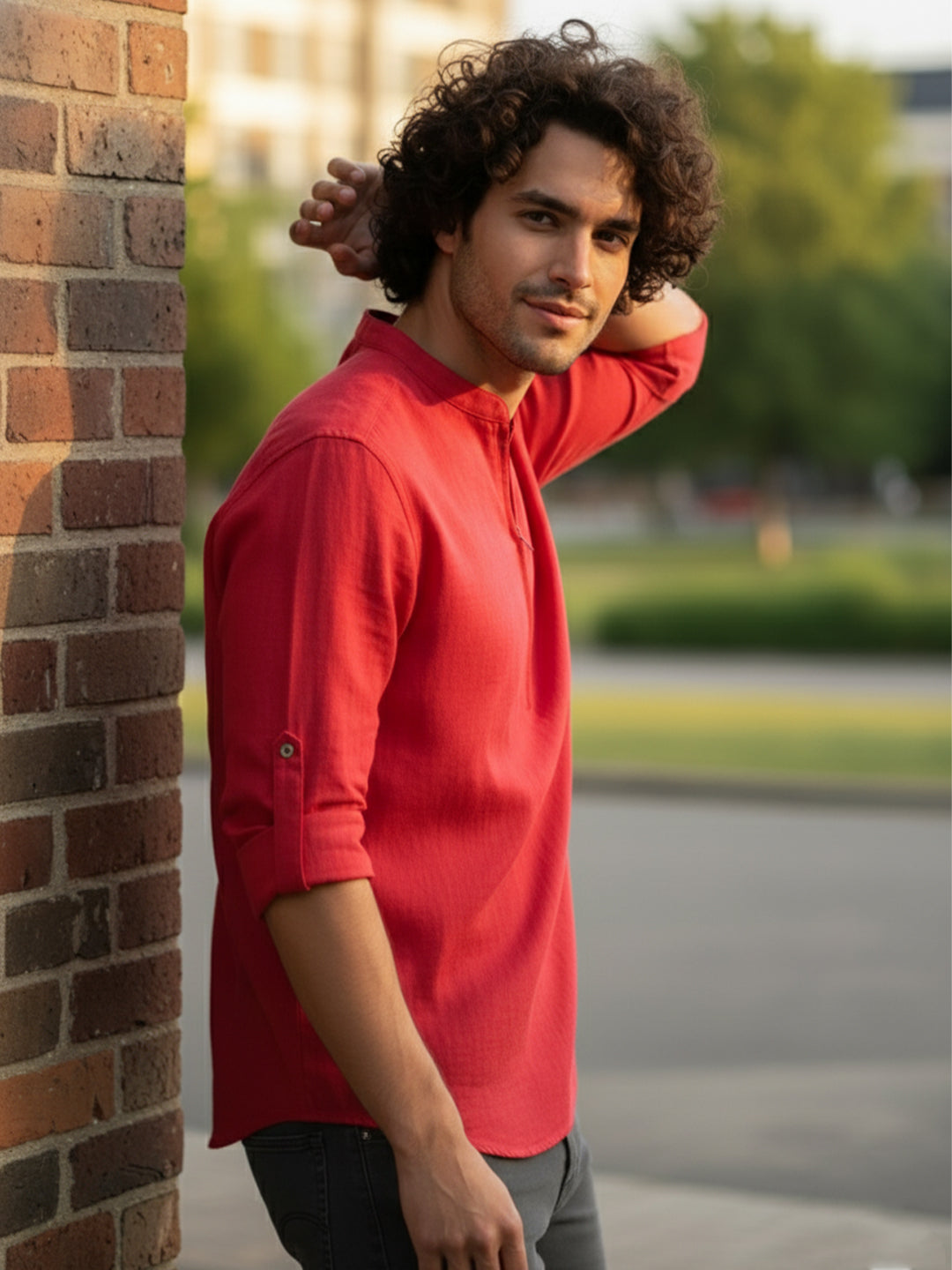 BULL FIRE Zipper Style Pure Cotton Full Sleeve Short Kurta