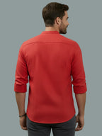 BULL FIRE Chinese Collar Full Sleeve Cotton Regular Fit Shirt For Men
