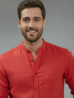 BULL FIRE Chinese Collar Full Sleeve Cotton Regular Fit Shirt For Men