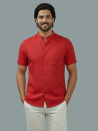 BULL FIRE Half Sleeve Chinese Collar Cotton Regular Fit Shirt For Men
