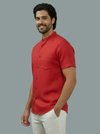 BULL FIRE Half Sleeve Chinese Collar Cotton Regular Fit Shirt For Men